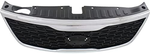 Front Grille Primed Shell And Insert Plastic With Chrome Molding Direct Replacement Compatible With 2014-2015 Kia Sorento KI1200155 863501U500