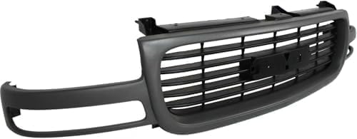 Front Grille Assembly Gray Shell & Black Insert Plastic With Emblem Provision Direct Replacement Compatible With 1999-2002 GMC Sierra / 2000-2006 Yukon GM1200429 19130786