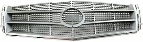 Front Grille Assembly Chrome Plastic Shell With Painted Silver Insert Direct Replacement Compatible With 2008-2011 Cadillac CTS GM1200616 25896043