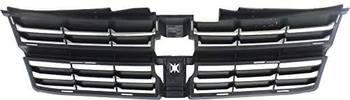 Front Grille Textured Dark Gray Shell And Insert Plastic Direct Replacement Compatible With 2008-2010 Dodge Grand Caravan CH1200310 5113126AA