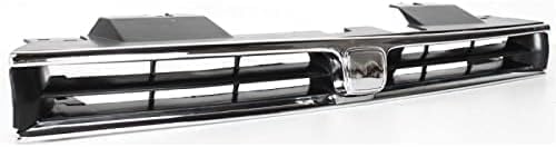 Front Grille Chrome Shell With Primed Insert Plastic Direct Replacement Compatible With 1992-1993 Honda Accord HO1200120 75101SM4901