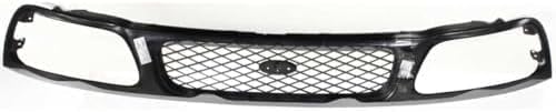 Front Grille Primed Shell And Mesh Insert Plastic Direct Replacement Compatible With 1997-1998 Ford F-150 / F-250 FO1200328 F65Z8200AAN F85Z8200CAA