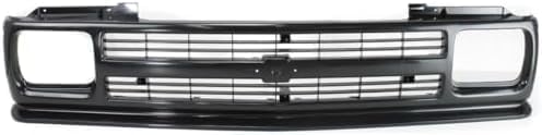 Front Grille Primed Shell And Insert Plastic Direct Replacement Compatible With 1991-1994 Chevrolet S10 Blazer / 1991-1993 S10-Pickup GM1200222 15678982