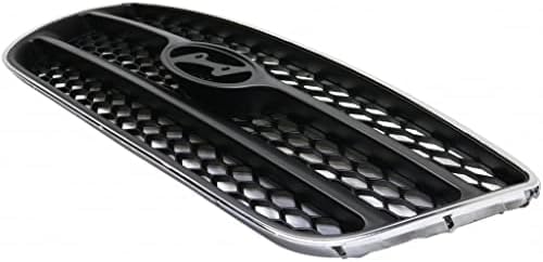 Front Grille Chrome Shell With Painted Silver Black Insert Plastic Direct Replacement Compatible With 2007-2009 Hyundai Santa Fe HY1200146 865602B010