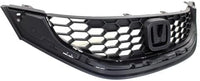 Front Grille Textured Shell And Insert Plastic Direct Replacement Compatible With 2013-2015 Honda Civic HO1200216 71121TR3A01