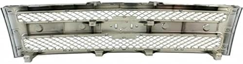 Front Grille Chrome Shell And Mesh Insert Direct Replacement Compatible With 2007-2013 Chevrolet Silverado 1500 GM1200655 22849840
