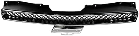 Front Bumper Upper And Lower Grille Chrome Shell And Primed Insert Direct Replacement Compatible With 2007-2014 Chevrolet Tahoe / 2007-2013 Avalanche GM1200563 GM1200553 22830013