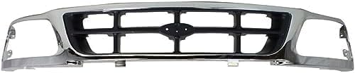 Front Grille Cross Bar Chrome Shell With Gray Insert Plastic Direct Replacement Compatible With 1997-1998 Ford F-150 / F-250 FO1200320 F85Z8200BAA