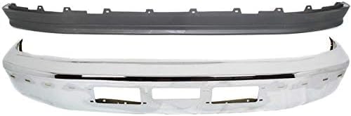 Front Bumper Chrome Steel With Air And Molding Hole + Lower Valance Panel Textured Direct Replacement Compatible With 1992-1997 Ford F-Series FO1002254 FO1095154 F2TZ17626A