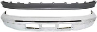 Front Bumper Chrome Steel With Air And Molding Hole + Lower Valance Panel Textured Direct Replacement Compatible With 1992-1997 Ford F-Series FO1002254 FO1095154 F2TZ17626A