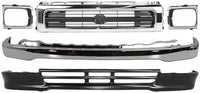 Front Bumper Chrome + Grille + Lower Valance + Headlight Bezels Right Passenger & Left Driver Side Direct Replacement Compatible With 1992-1995 Toyota Pickup 4WD TO1002104 TO1095105