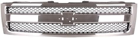 Front Grille Chrome Shell And Insert Plastic Factory Installed Direct Replacement Compatible With 2007-2013 Chevrolet Silverado 1500 GM1200572 25810707 19303978 22849840