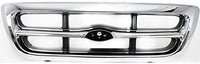 Front Bumper + Grille Chrome + Lower Valance Textured + Headlight + Corner Lamps Right Passenger & Left Driver Side Direct Replacement Compatible With 1998-2000 Ford Ranger FO1200340