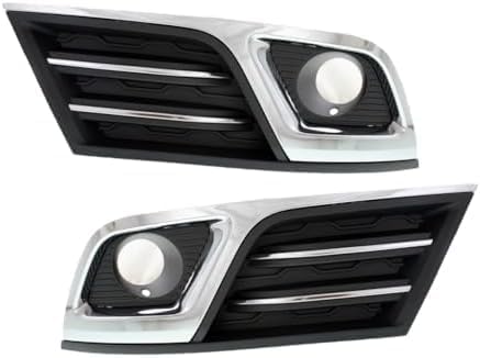 Set Of 2 Front Fog Light Moldings Textured Plastic With Chrome Trim Left Driver & Right Passenger Side Direct Replacement Compatible With 2013-2017 Chevrolet Traverse