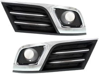 Set Of 2 Front Fog Light Moldings Textured Plastic With Chrome Trim Left Driver & Right Passenger Side Direct Replacement Compatible With 2013-2017 Chevrolet Traverse