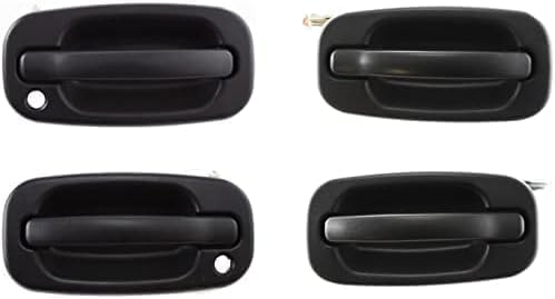 Set of 4 Front and Rear Exterior Door Handle Textured Left Driver & Right Passenger Side Direct Replacement Compatible with 2001-2006 Chevrolet Silverado/GMC Sierra GM1311129