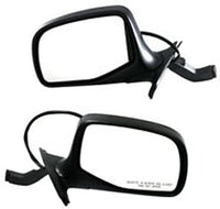 Front Side View Chrome Mirror Set Power Glass Manual Folding Right Passenger & Left Driver Side Direct Replacement Compatible With 1992-1997 Ford Bronco, F-150 F-250 F-350 FO1321124