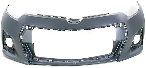 Front Bumper Cover Primed + Upper & Lower Grille Direct Replacement Compatible With 2014-2016 Toyota Corolla TO1000400 TO1036150 TO1200365 5211903906 5310202210 5310002570