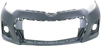 Front Bumper Cover Primed + Upper & Lower Grille Direct Replacement Compatible With 2014-2016 Toyota Corolla TO1000400 TO1036150 TO1200365 5211903906 5310202210 5310002570