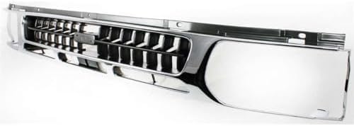 Front Grille Chrome Shell & Painted Dark Argent Insert Plastic Direct Replacement Compatible With 1996-1999 Nissan Pathfinder NI1200176 623100W401