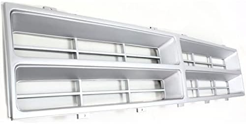 Front Grille Insert Silver Plastic Direct Replacement Compatible With 1986-1990 Dodge Full Size Pickup CH1200107 4249803