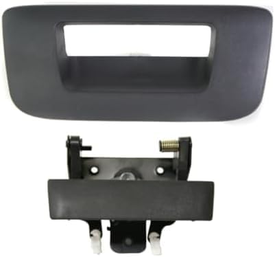 Tailgate Outside Handle Lever + Bezel Textured Direct Replacement Compatible with 2007-2014 GMC Sierra/Chevrolet Silverado GM1915125 GM1916107 20955300 15140549 22755303