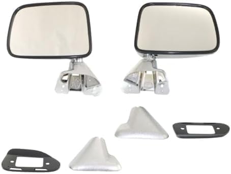 AUTOS PARTS PLUS Set Of 2 Front Mirror Manual Adjust Folding Non-Heated Chrome Right & Left Side Direct Replacement Compatible With 1987-1988 Toyota Pickup / 1987-1989 4Runner TO1320108 TO1321108