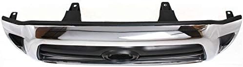 Front Grille Assembly Chrome Shell With Primed Insert Plastic Direct Replacement Compatible With 2005-2008 Toyota Tacoma TO1200268 5310004360