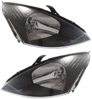 Set of 2 Front Headlight Assembly With Gray Interior Right Passenger & Left Driver Side Direct Replacement Compatible With 2003-2004 Ford Focus FO2502199 FO2503199 3S4Z13008AD