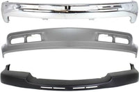 Front Bumper Chrome Steel + Upper Cover Textured + Lower Valance Air Deflector Direct Replacement Compatible With 2001-2002 Chevrolet Silverado 2500HD 3500 GM1002376 GM1051106