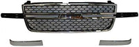 Front Grille Assembly Chrome + Molding Right Passenger and Left Driver Side Direct Replacement Compatible With 2003-2006 Chevrolet Silverado GM1200546 GM1212105 GM1213105 12335956