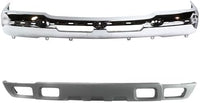Front Bumper Chrome Steel + Lower Valance Air Deflector + Fog Lamps Left & Right Side Direct Replacement Compatible With 2003-2006 Chevrolet Avalanche / 2003-2004 Silverado 1500 2500