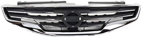Front Bumper Primed + Grille Chrome Shell & Black Insert + Head Lights + Fog Lamp Molding Left Driver & Right Passenger Side Direct Replacement Compatible With 2010-2012 Nissan Altima