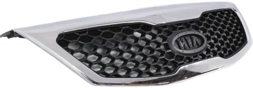 Front Grille Assembly Chrome Shell With Primed Insert Plastic Direct Replacement Compatible With 2011-2013 Kia Sorento KI1200140 863502P000