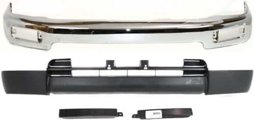 Front Bumper Chrome Steel + Lower Valance Panel Primed + Extension Fillers + Signal Lights Right & Left Side Direct Replacement Compatible With 1996-1998 Toyota 4Runner TO1002162