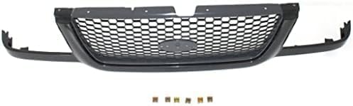 Front Grille Assembly Primed Shell And Painted Dark Gray Mesh Insert Direct Replacement Compatible With 2001-2003 Ford Ranger FO1200395 3L5Z8200BA