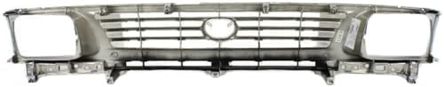 Front Grille Assembly Chrome Shell With Primed Insert Plastic Direct Replacement Compatible With 1995-1996 Toyota Tacoma TO1200193 5310035300