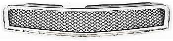 Front Bumper Upper & Lower Grille Chrome Shell And Primed Insert Direct Replacement Compatible With 2009-2012 Chevrolet Traverse GM1200615 GM1036120 15943196 20756061