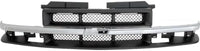 Front Grille Primed Mesh Insert With Chrome Center Bar Plastic Direct Replacement Compatible With 1998-2004 Chevrolet S10 / 1998-2005 Blazer GM1200419 15048519