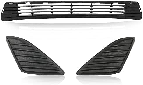 Front Upper & Lower Grille + Headlights + Fog Light Covers Primed Left Driver & Right Passenger Side Direct Replacement Compatible With 2012-2014 Toyota Camry TO1200343 TO1036128