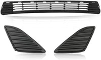Front Upper & Lower Grille + Headlights + Fog Light Covers Primed Left Driver & Right Passenger Side Direct Replacement Compatible With 2012-2014 Toyota Camry TO1200343 TO1036128