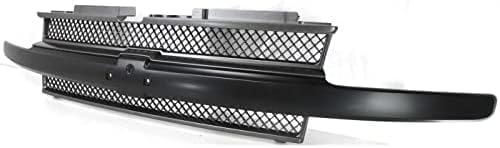 Front Grille Primed Shell And Insert With Center Bar Without Headlamp Washer Holes Direct Replacement Compatible With 2002-2005 Chevrolet Trailblazer GM1200470 10358121