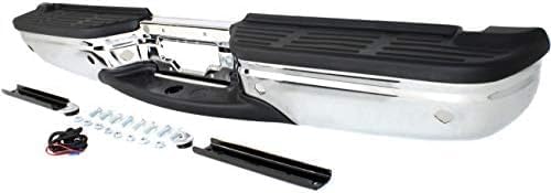 Rear Bumper Face Bar With Mounting Bracket And Pad Provision Chrome Direct Replacement Compatible With 2001-2007 Ford F-Super Duty FO1103173 1C3Z17906DA