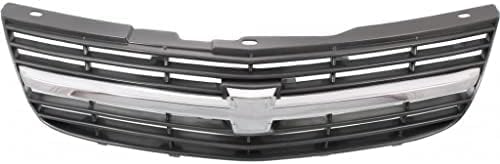 Front Grille Assembly Painted Dark Gray Shell And Insert With Chrome Center Bar Direct Replacement Compatible With 2000-2004 Chevrolet Impala GM1200428 10289769