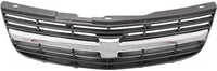 Front Grille Assembly Painted Dark Gray Shell And Insert With Chrome Center Bar Direct Replacement Compatible With 2000-2004 Chevrolet Impala GM1200428 10289769