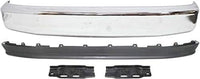 Front Bumper Face Bar Chrome Without Molding Holes + Lower Valance Panel Textured + Mounting Arm Brackets Left & Right Side Direct Replacement Compatible With 1992-1997 Ford F-Series
