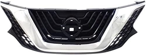 Front Grille Chrome Shell With Primed Insert Plastic Direct Replacement Compatible With 2015-2018 Nissan Murano NI1200278 623109UA8A