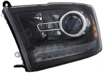Front Headlight Assembly With Black Interior Left Driver Side Direct Replacement Compatible With 2014-2015 Ram 1500 2500 3500 CH2502245 68093221AB