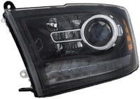 Front Headlight Assembly With Black Interior Left Driver Side Direct Replacement Compatible With 2014-2015 Ram 1500 2500 3500 CH2502245 68093221AB