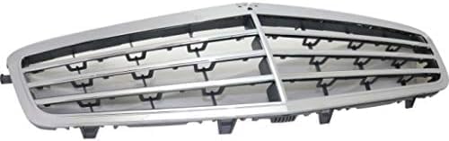 Front Grille Assembly Chrome Shell with Gray Insert Plastic Direct Replacement Compatible With 2010-2013 Mercedes Benz E-Class MB1200149 21288008839040